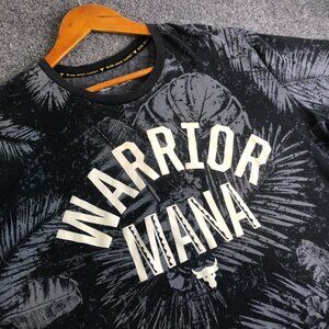 Under Armour Shirt Men XXL Gray Palm Tree Project Rock Warrior Mana Loose